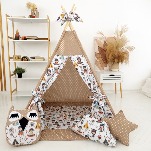 TIPI namiot dla dzieci – Wigwam Indianie z matą i poduszkami - MINI