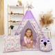 TIPI namiot dla dzieci – Wigwam fioletowy Jednorożce z matą i poduszkami